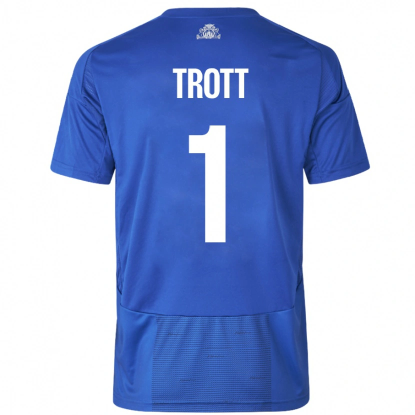 Danxen Mænd Nathan Trott #1 Hvid Blå Udebane Spillertrøjer 2024/25 Trøje T-Shirt