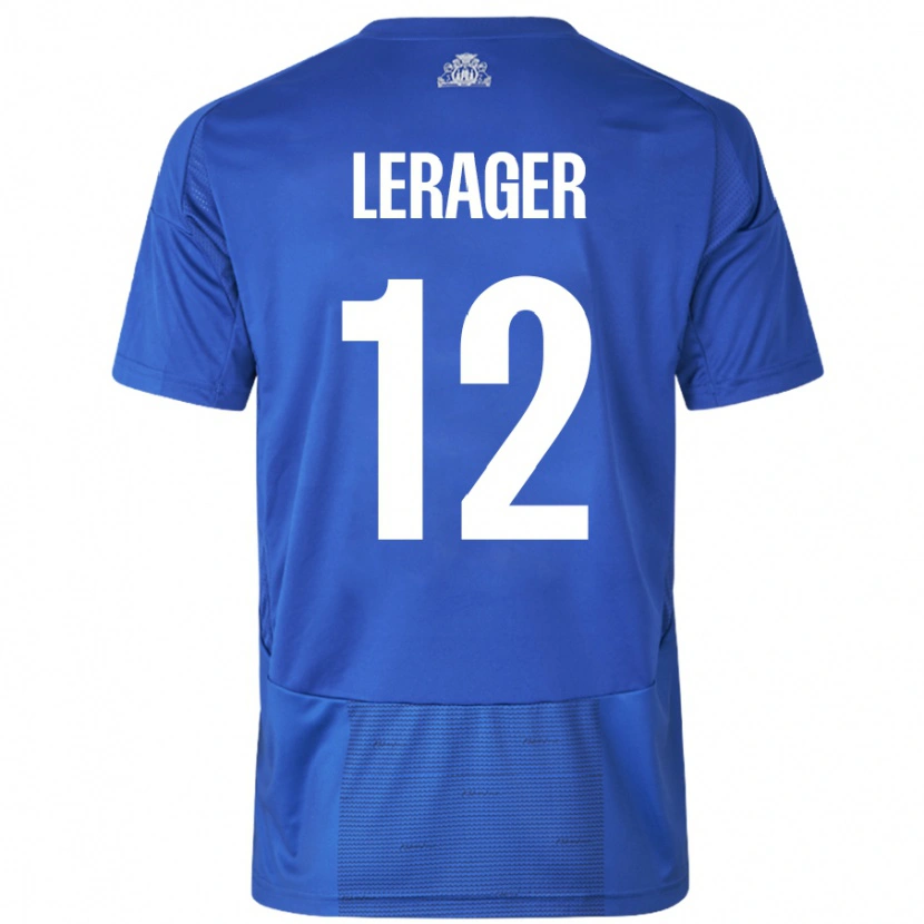Danxen Mænd Lukas Lerager #12 Hvid Blå Udebane Spillertrøjer 2024/25 Trøje T-Shirt