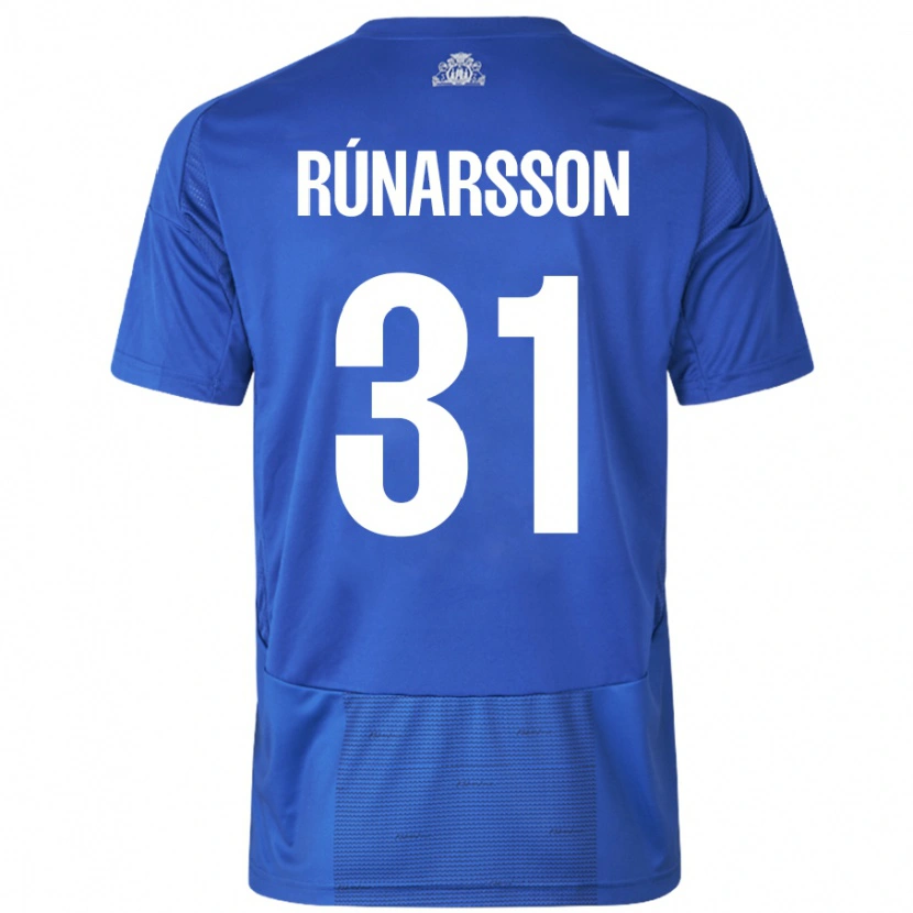 Danxen Mænd Rúnar Alex Rúnarsson #31 Hvid Blå Udebane Spillertrøjer 2024/25 Trøje T-Shirt