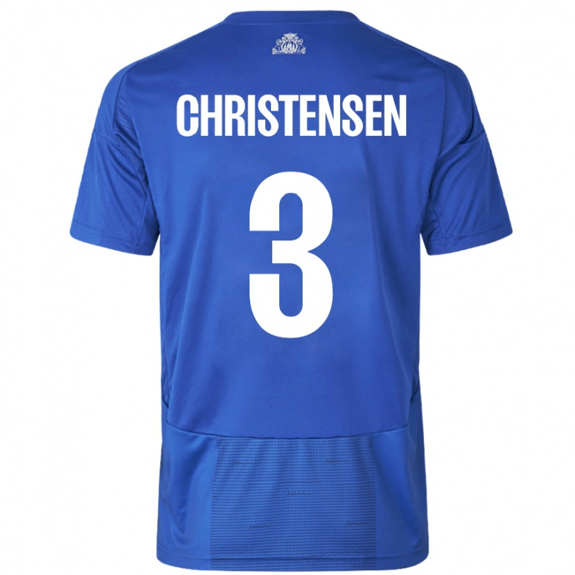 Danxen Mænd Sebastian Christensen #3 Hvid Blå Udebane Spillertrøjer 2024/25 Trøje T-Shirt