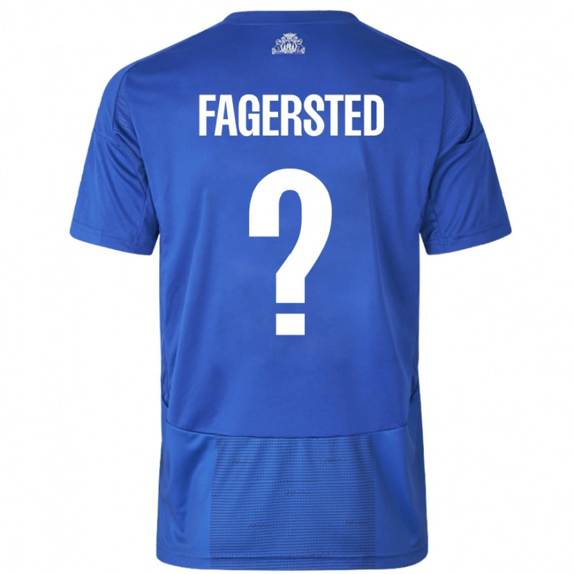 Danxen Mænd Johan Fagersted #0 Hvid Blå Udebane Spillertrøjer 2024/25 Trøje T-Shirt