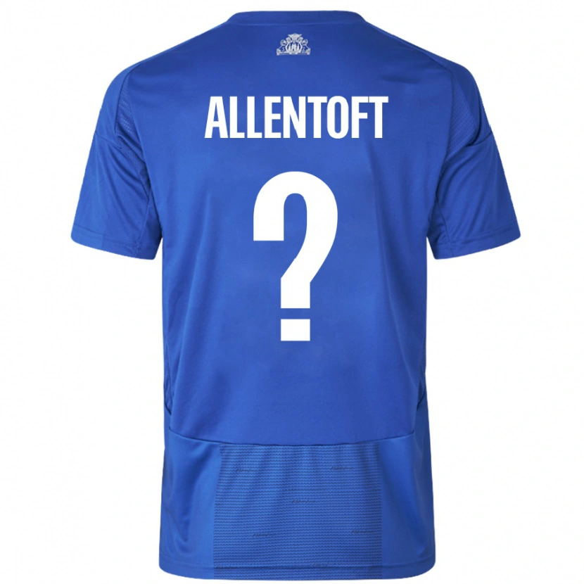 Danxen Mænd Philip Allentoft #0 Hvid Blå Udebane Spillertrøjer 2024/25 Trøje T-Shirt