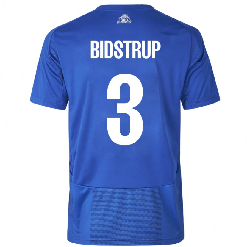 Danxen Mænd Hjalte Bidstrup #3 Hvid Blå Udebane Spillertrøjer 2024/25 Trøje T-Shirt