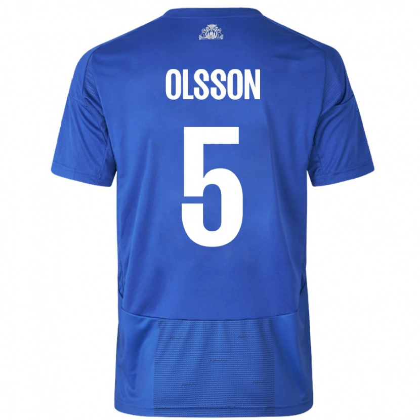 Danxen Mænd Cornelius Olsson #5 Hvid Blå Udebane Spillertrøjer 2024/25 Trøje T-Shirt