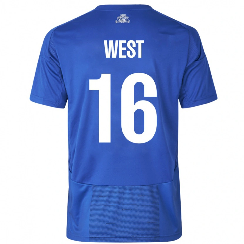 Danxen Mænd Liam West #16 Hvid Blå Udebane Spillertrøjer 2024/25 Trøje T-Shirt