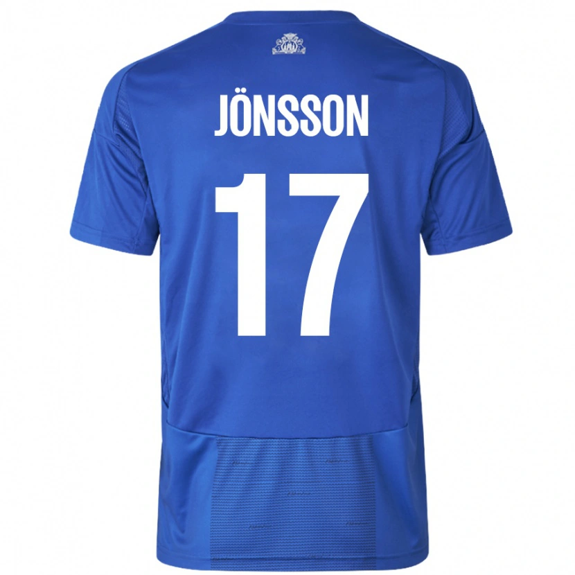 Danxen Mænd Neo Jönsson #17 Hvid Blå Udebane Spillertrøjer 2024/25 Trøje T-Shirt