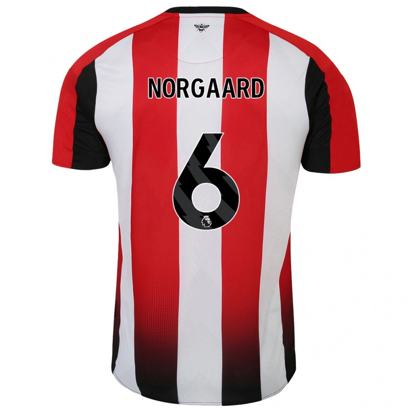 Danxen Kvinder Christian Nørgaard #6 Rød Hvid Hjemmebane Spillertrøjer 2024/25 Trøje T-Shirt