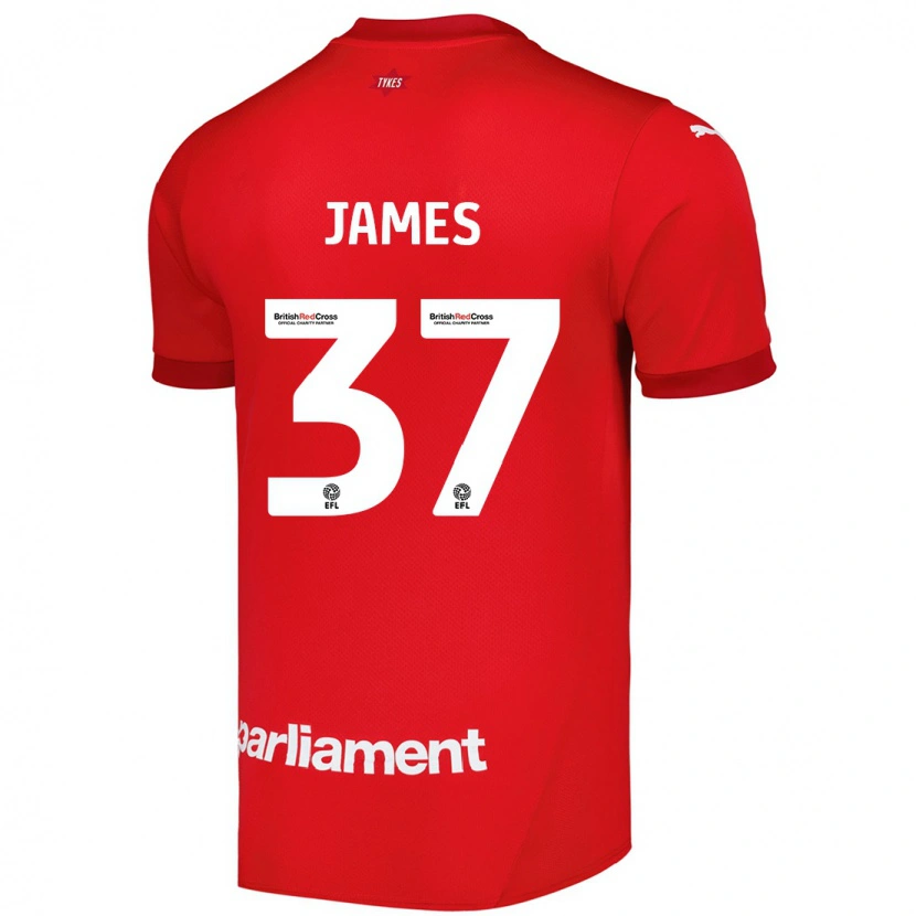 Danxen Kvinder Nathan James #37 Rød Hjemmebane Spillertrøjer 2024/25 Trøje T-Shirt