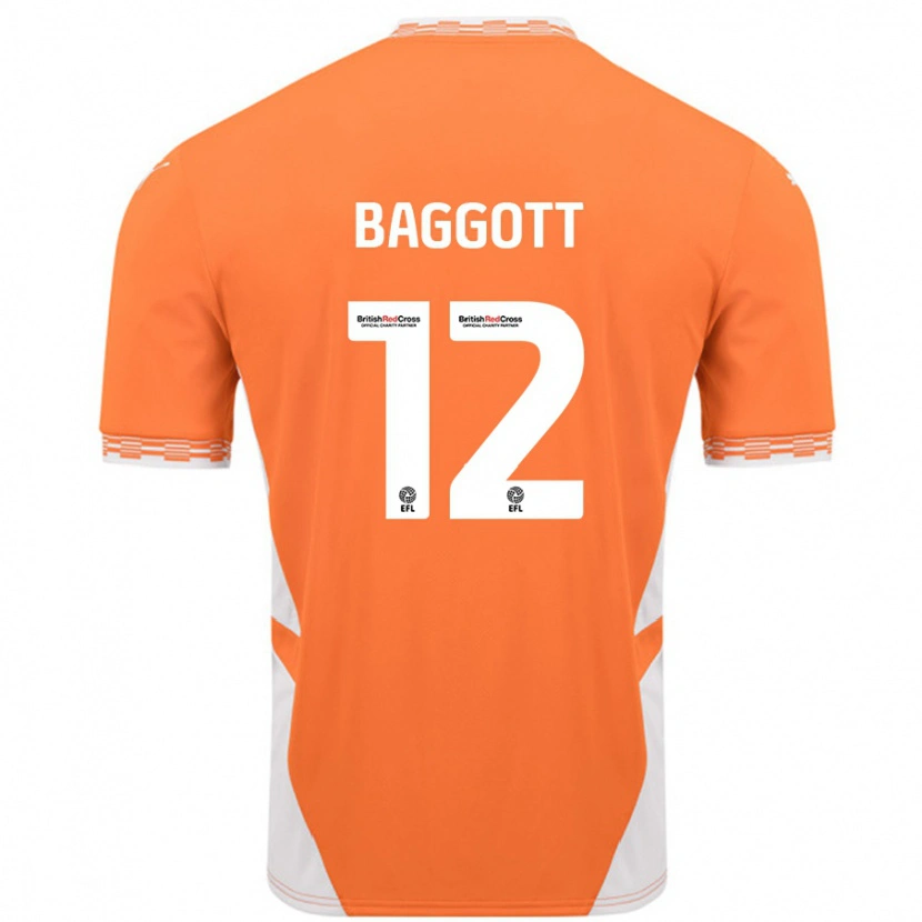 Danxen Kvinder Elkan Baggott #12 Orange Hvid Hjemmebane Spillertrøjer 2024/25 Trøje T-Shirt