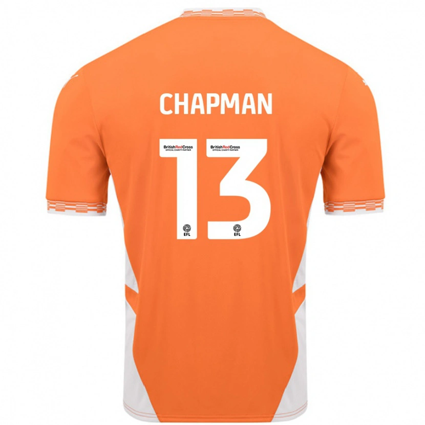 Danxen Kvinder Mackenzie Chapman #13 Orange Hvid Hjemmebane Spillertrøjer 2024/25 Trøje T-Shirt