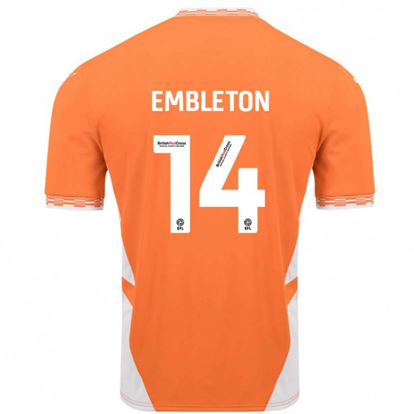 Danxen Kvinder Elliot Embleton #14 Orange Hvid Hjemmebane Spillertrøjer 2024/25 Trøje T-Shirt