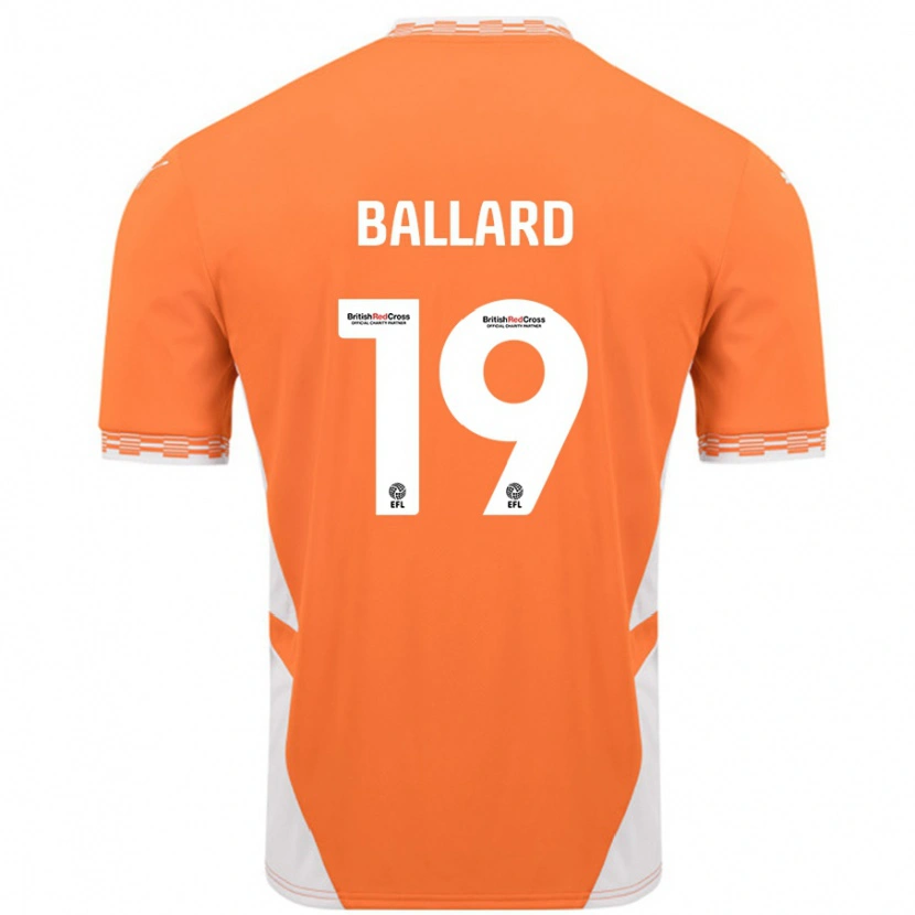 Danxen Kvinder Dom Ballard #19 Orange Hvid Hjemmebane Spillertrøjer 2024/25 Trøje T-Shirt
