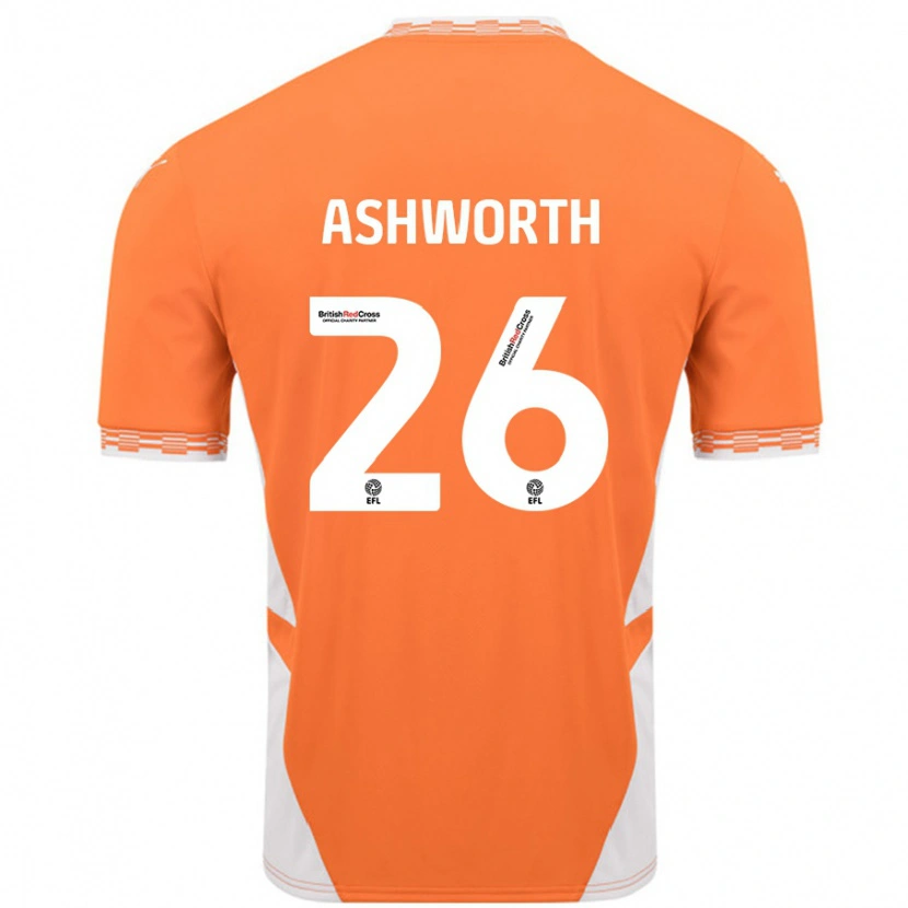 Danxen Kvinder Zac Ashworth #26 Orange Hvid Hjemmebane Spillertrøjer 2024/25 Trøje T-Shirt