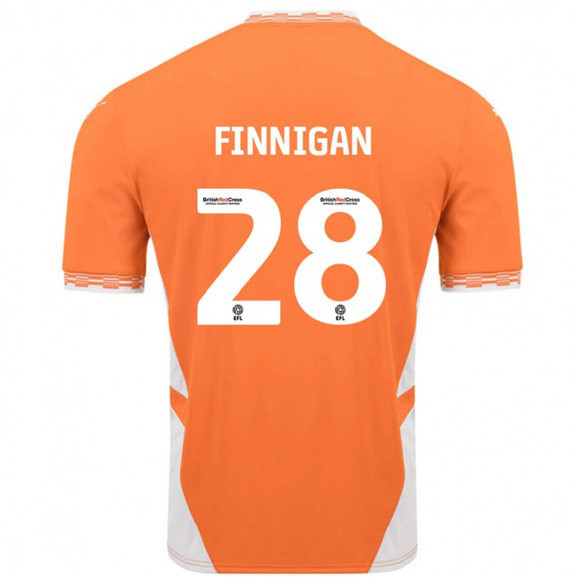 Danxen Kvinder Ryan Finnigan #28 Orange Hvid Hjemmebane Spillertrøjer 2024/25 Trøje T-Shirt