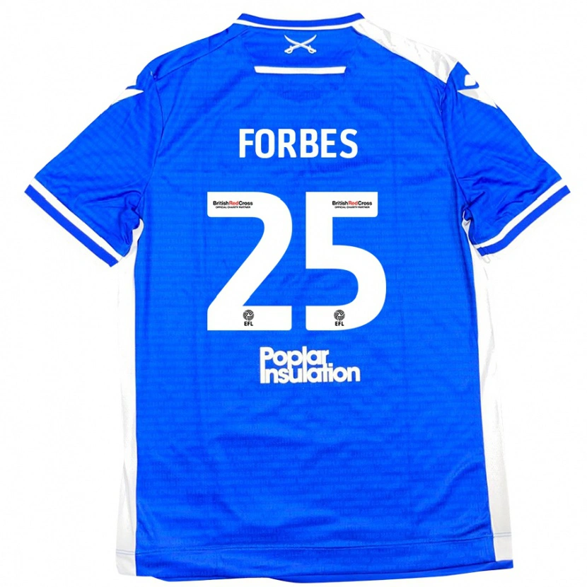 Danxen Kvinder Michael Forbes #25 Blå Hvid Hjemmebane Spillertrøjer 2024/25 Trøje T-Shirt