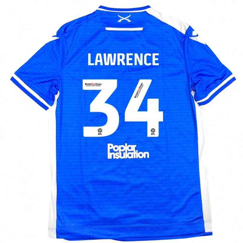Danxen Kvinder Jerry Lawrence #34 Blå Hvid Hjemmebane Spillertrøjer 2024/25 Trøje T-Shirt