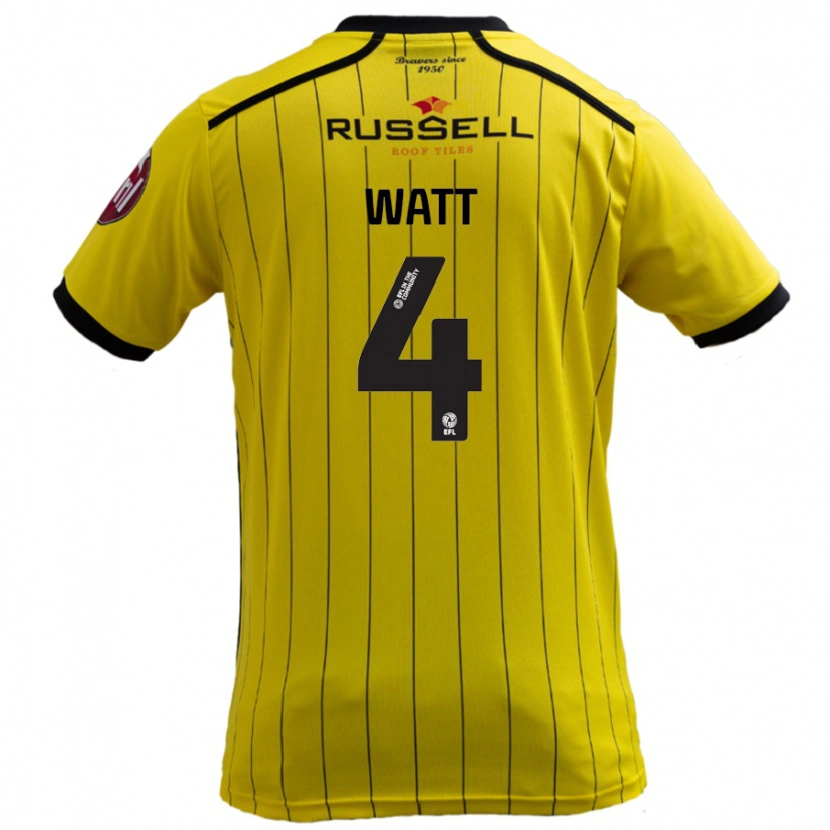Danxen Kvinder Elliot Watt #4 Gul Hjemmebane Spillertrøjer 2024/25 Trøje T-Shirt