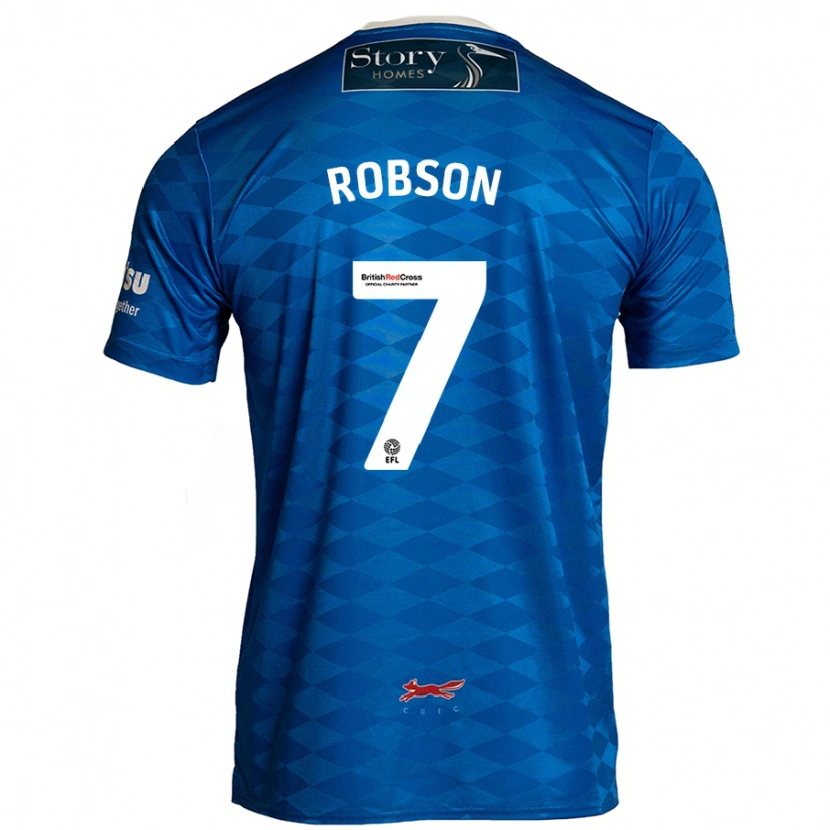 Danxen Kvinder Ethan Robson #7 Blå Hjemmebane Spillertrøjer 2024/25 Trøje T-Shirt