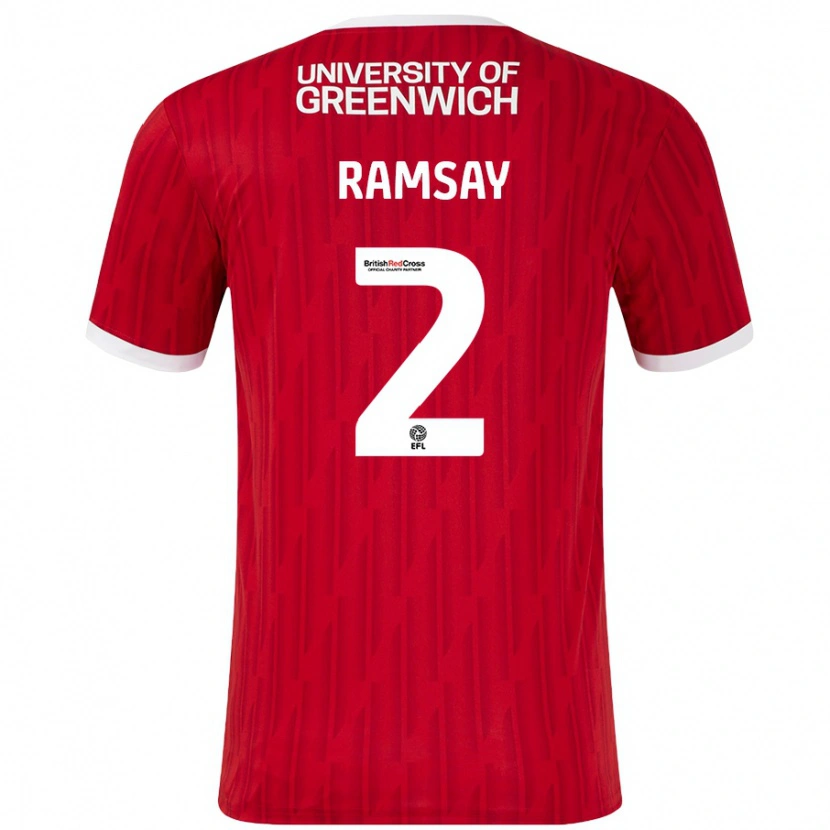 Danxen Kvinder Kayne Ramsay #2 Rød Hvid Hjemmebane Spillertrøjer 2024/25 Trøje T-Shirt