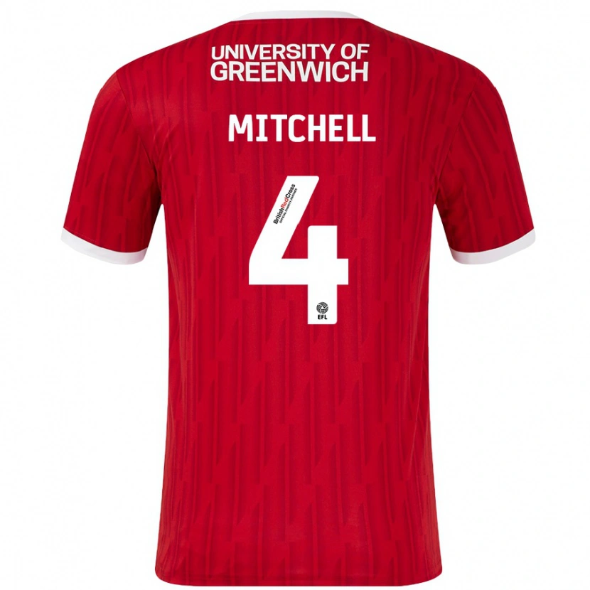 Danxen Kvinder Alex Mitchell #4 Rød Hvid Hjemmebane Spillertrøjer 2024/25 Trøje T-Shirt