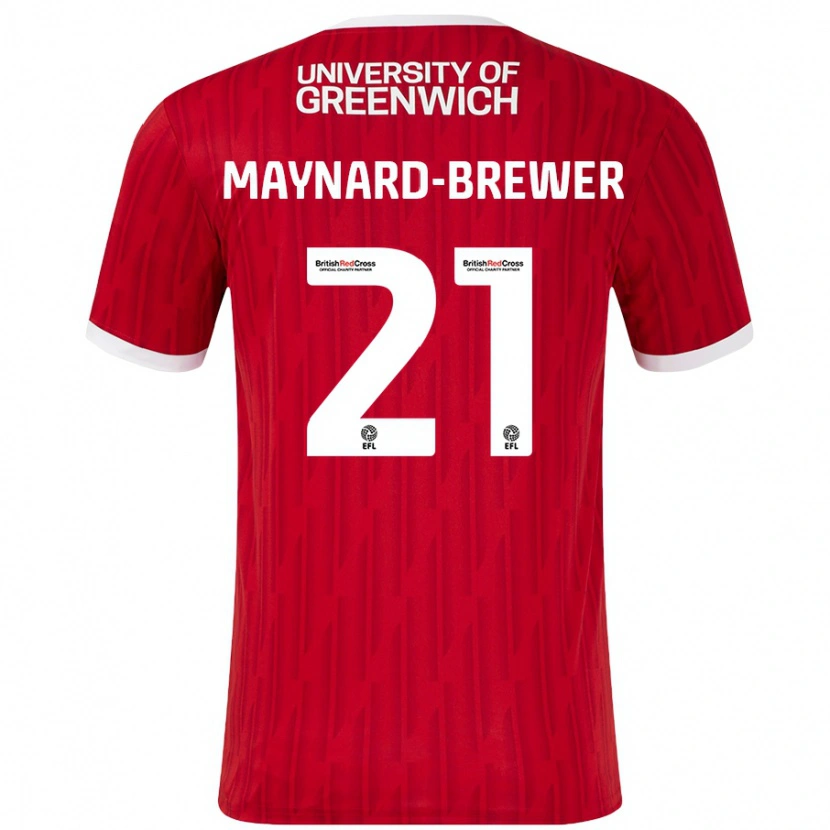 Danxen Kvinder Ashley Maynard-Brewer #21 Rød Hvid Hjemmebane Spillertrøjer 2024/25 Trøje T-Shirt