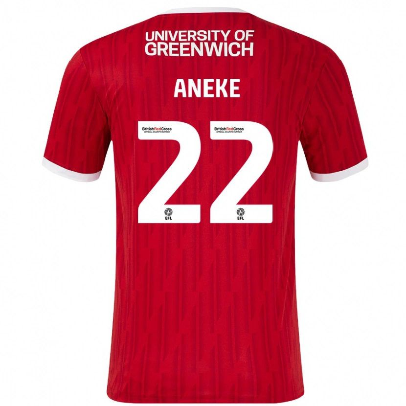 Danxen Kvinder Chuks Aneke #22 Rød Hvid Hjemmebane Spillertrøjer 2024/25 Trøje T-Shirt