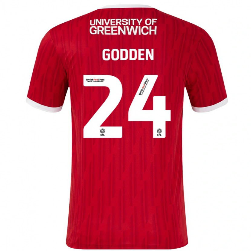 Danxen Kvinder Matty Godden #24 Rød Hvid Hjemmebane Spillertrøjer 2024/25 Trøje T-Shirt