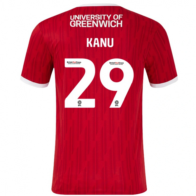 Danxen Kvinder Daniel Kanu #29 Rød Hvid Hjemmebane Spillertrøjer 2024/25 Trøje T-Shirt