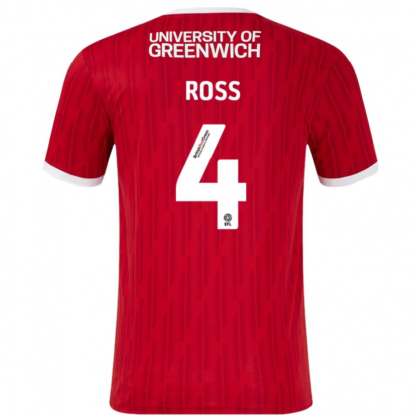 Danxen Kvinder Mia Ross #4 Rød Hvid Hjemmebane Spillertrøjer 2024/25 Trøje T-Shirt