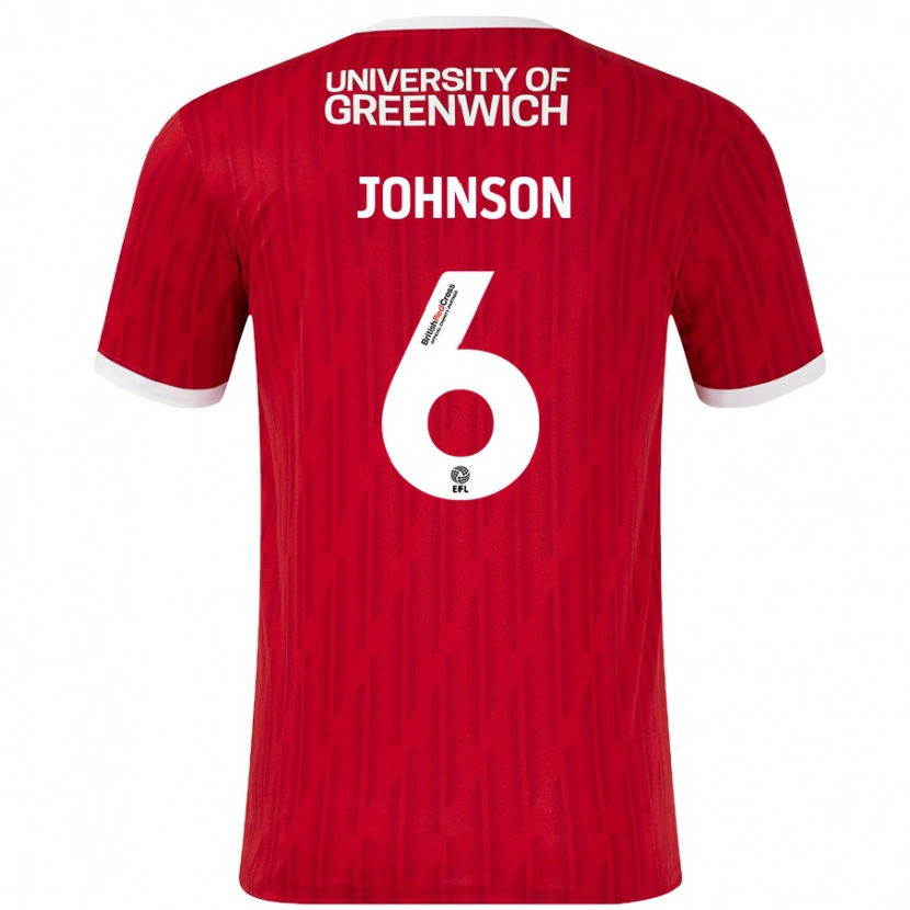 Danxen Kvinder Melissa Johnson #6 Rød Hvid Hjemmebane Spillertrøjer 2024/25 Trøje T-Shirt
