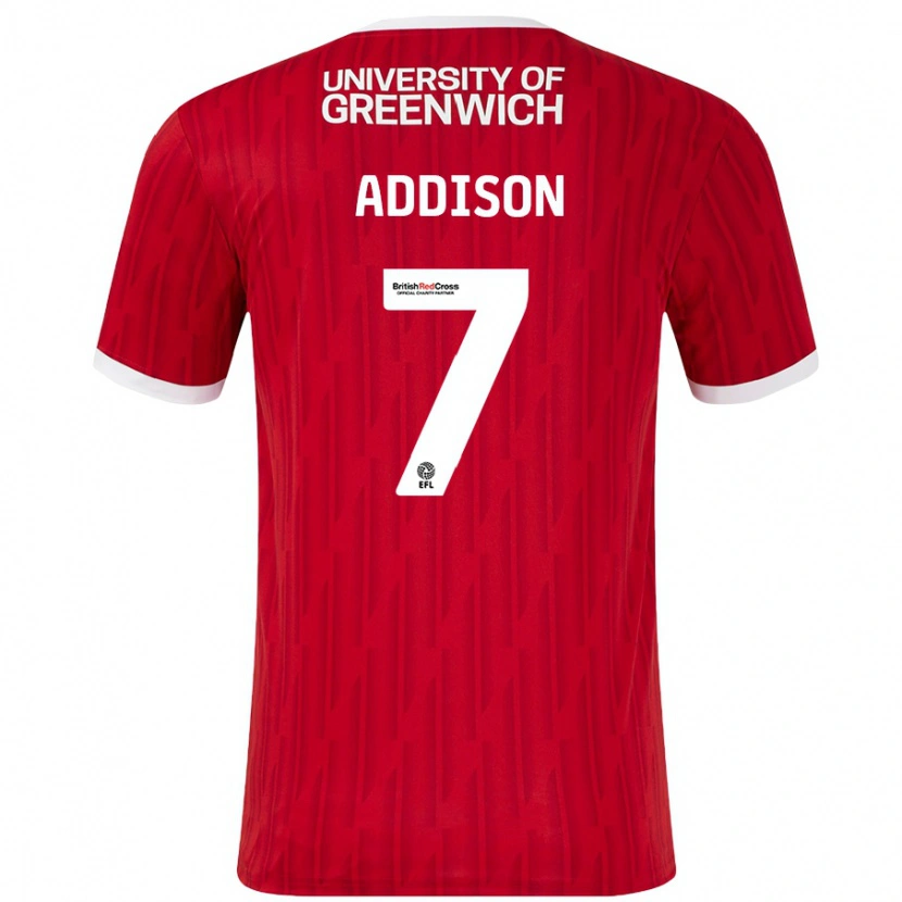 Danxen Kvinder Angela Addison #7 Rød Hvid Hjemmebane Spillertrøjer 2024/25 Trøje T-Shirt