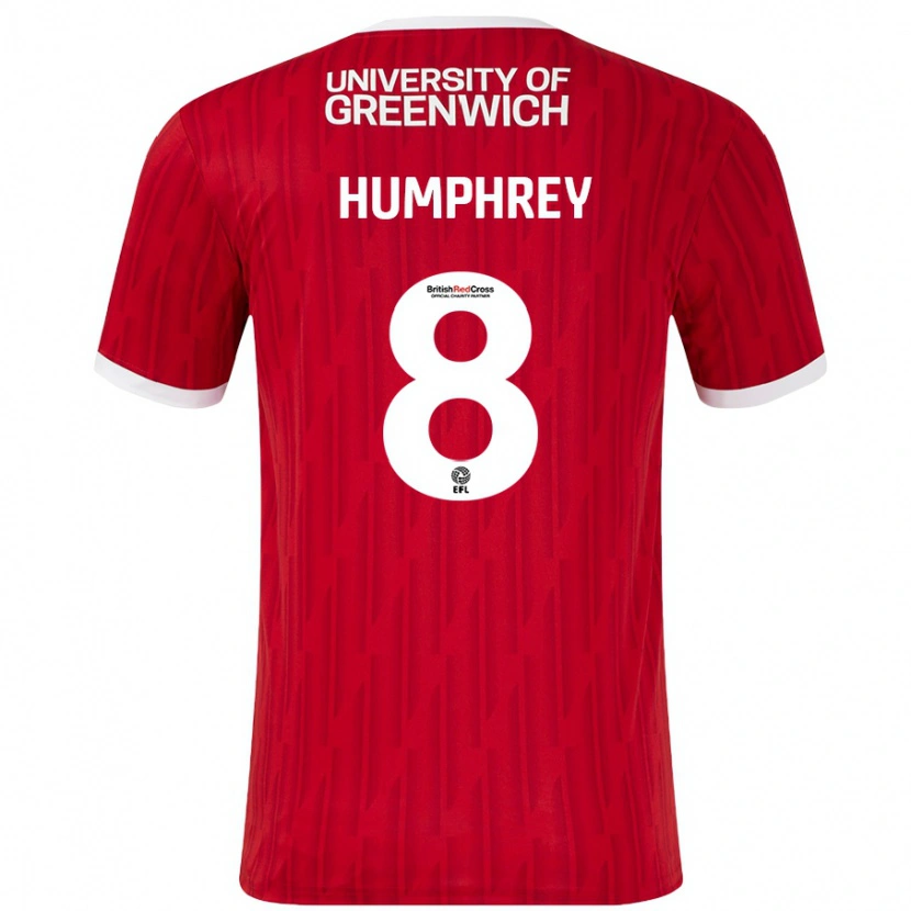 Danxen Kvinder Carla Humphrey #8 Rød Hvid Hjemmebane Spillertrøjer 2024/25 Trøje T-Shirt