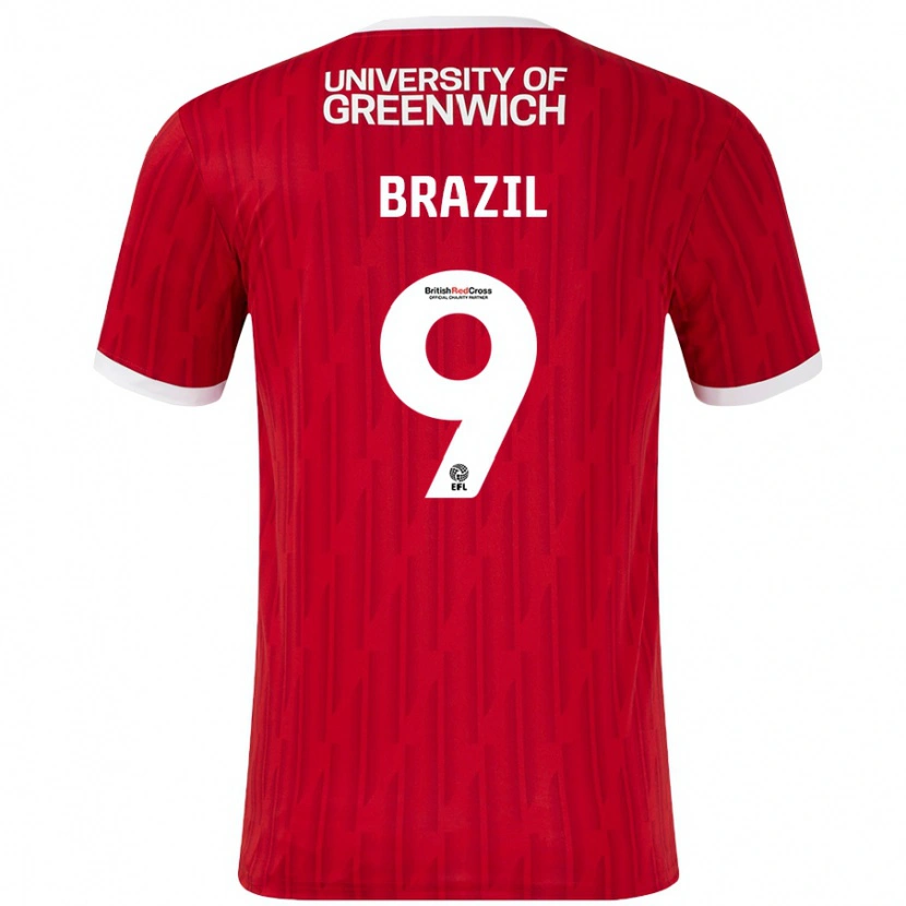 Danxen Kvinder Ellie Brazil #9 Rød Hvid Hjemmebane Spillertrøjer 2024/25 Trøje T-Shirt