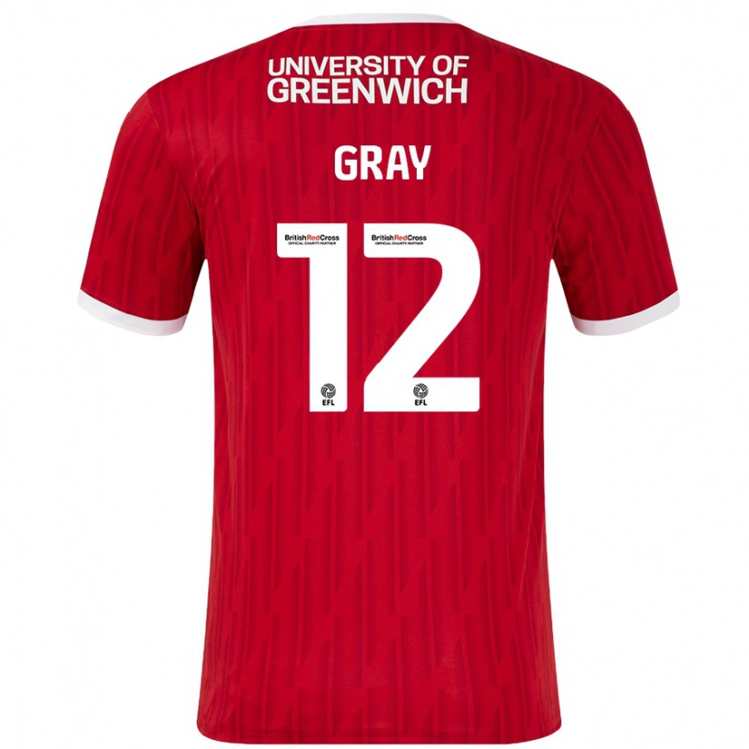 Danxen Kvinder Jessica Gray #12 Rød Hvid Hjemmebane Spillertrøjer 2024/25 Trøje T-Shirt
