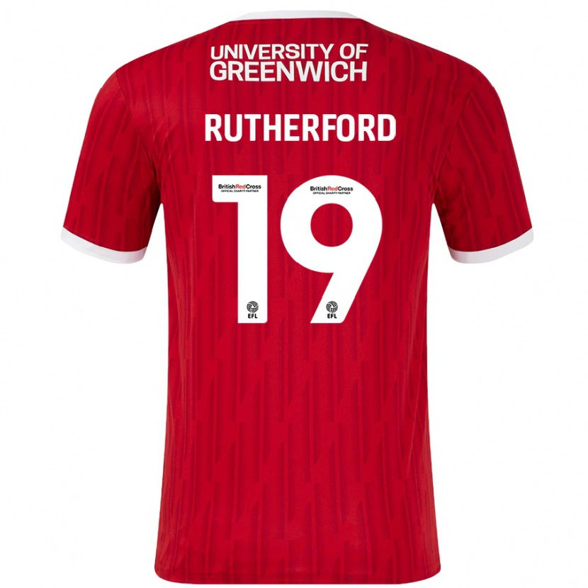Danxen Kvinder Ella Rutherford #19 Rød Hvid Hjemmebane Spillertrøjer 2024/25 Trøje T-Shirt