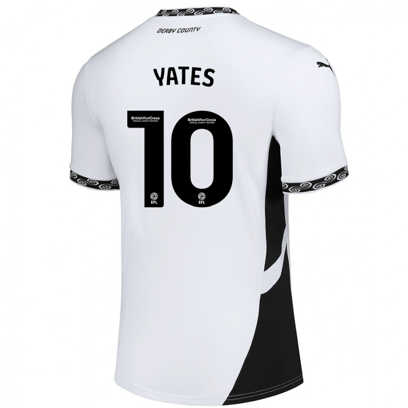 Danxen Kvinder Jerry Yates #10 Hvid Sort Hjemmebane Spillertrøjer 2024/25 Trøje T-Shirt