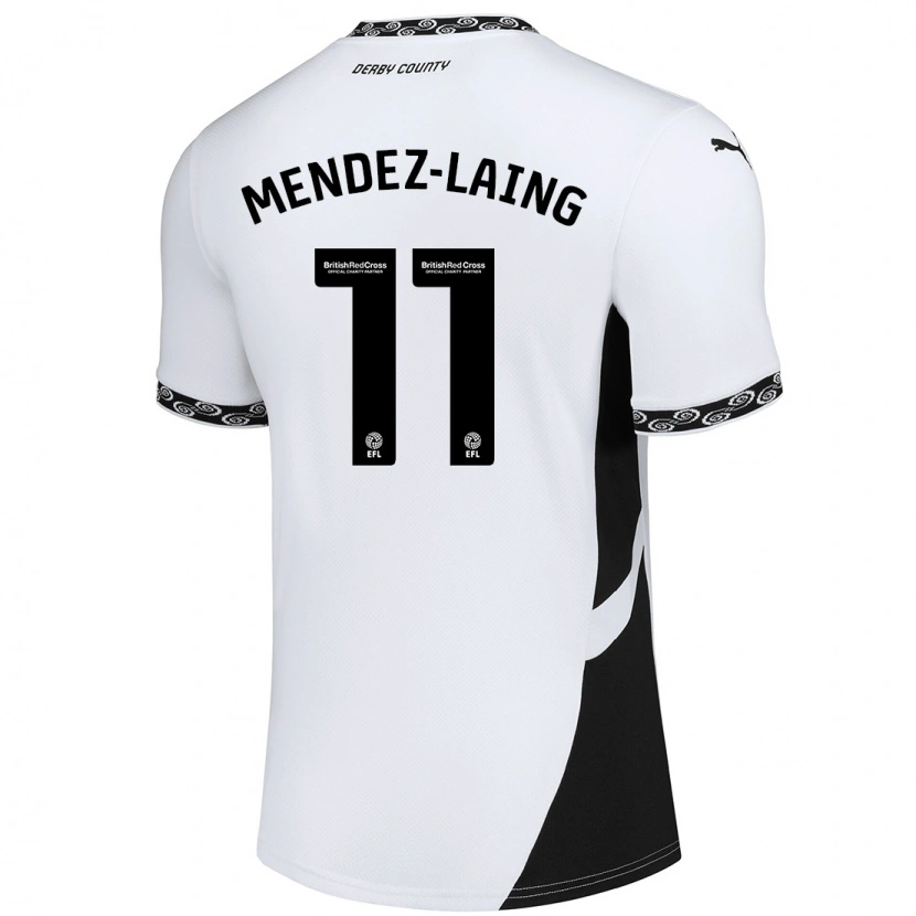 Danxen Kvinder Nathaniel Méndez-Laing #11 Hvid Sort Hjemmebane Spillertrøjer 2024/25 Trøje T-Shirt