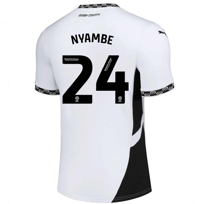 Danxen Kvinder Ryan Nyambe #24 Hvid Sort Hjemmebane Spillertrøjer 2024/25 Trøje T-Shirt
