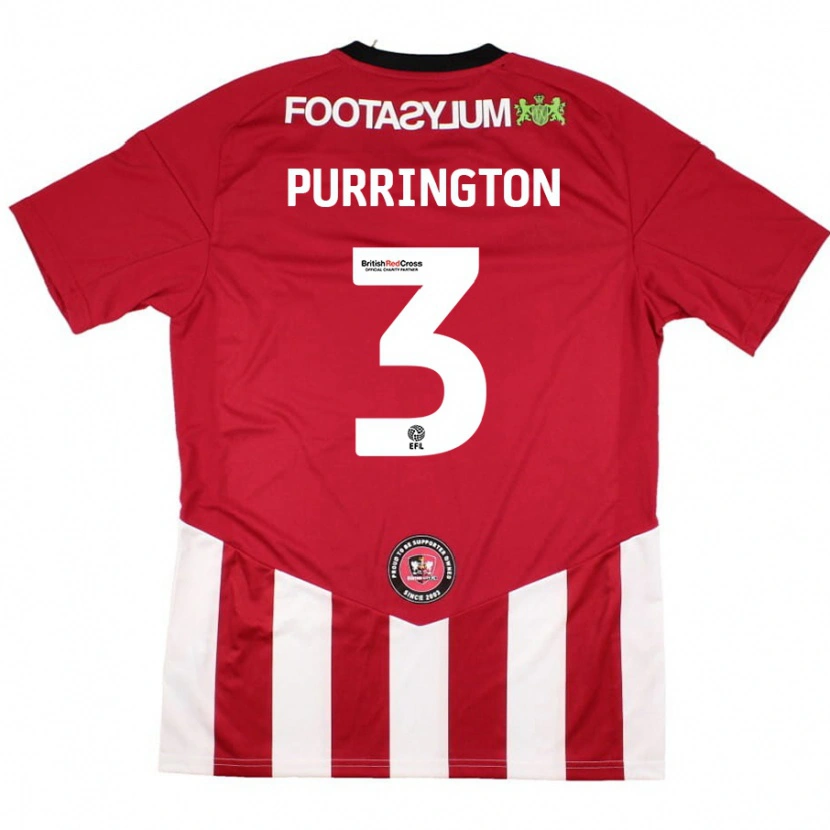 Danxen Kvinder Ben Purrington #3 Rød Hvid Hjemmebane Spillertrøjer 2024/25 Trøje T-Shirt