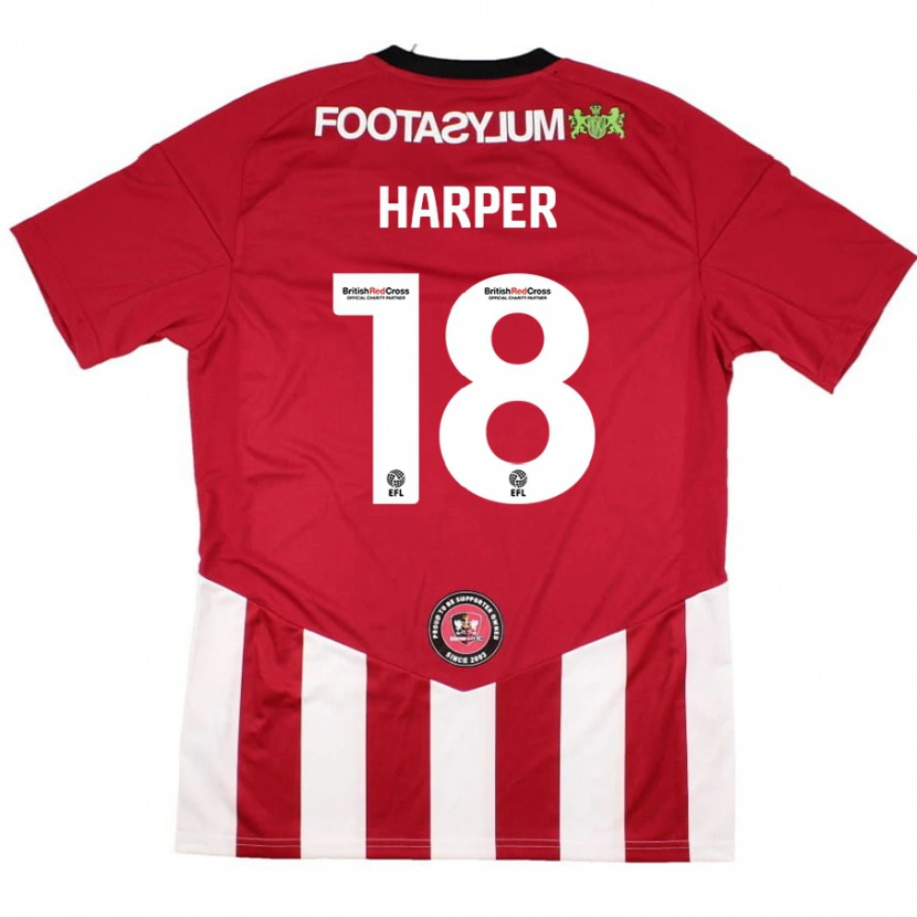 Danxen Kvinder Vincent Harper #18 Rød Hvid Hjemmebane Spillertrøjer 2024/25 Trøje T-Shirt