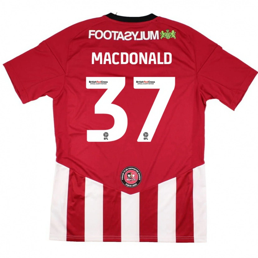 Danxen Kvinder Shaun Macdonald #37 Rød Hvid Hjemmebane Spillertrøjer 2024/25 Trøje T-Shirt