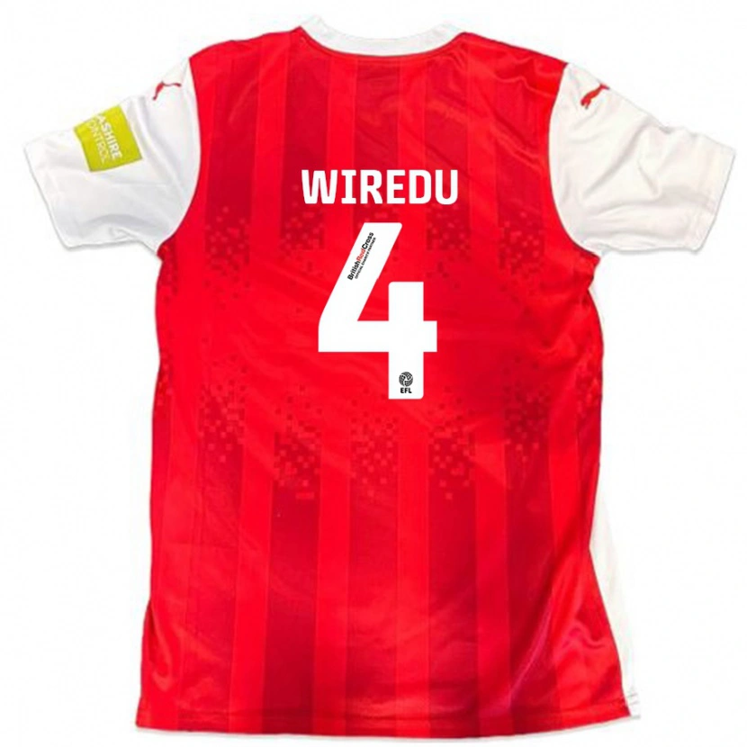 Danxen Kvinder Brendan Wiredu #4 Rød Hvid Hjemmebane Spillertrøjer 2024/25 Trøje T-Shirt