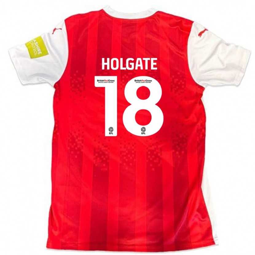 Danxen Kvinder Harrison Holgate #18 Rød Hvid Hjemmebane Spillertrøjer 2024/25 Trøje T-Shirt