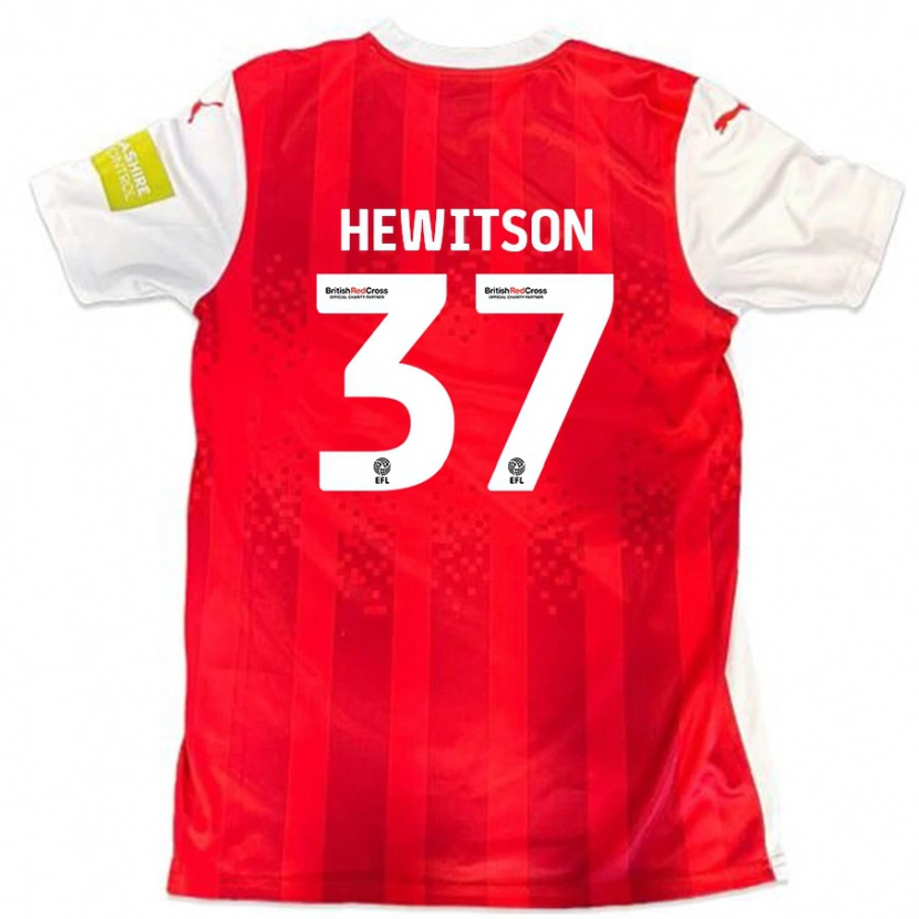 Danxen Kvinder Luke Hewitson #37 Rød Hvid Hjemmebane Spillertrøjer 2024/25 Trøje T-Shirt