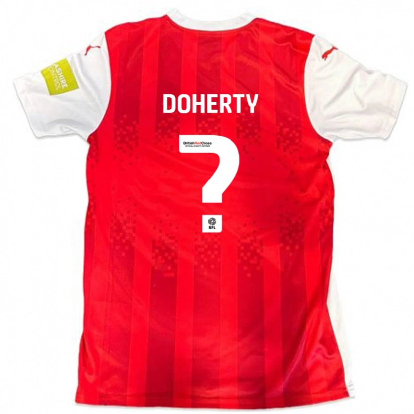 Danxen Kvinder Jack Doherty #0 Rød Hvid Hjemmebane Spillertrøjer 2024/25 Trøje T-Shirt