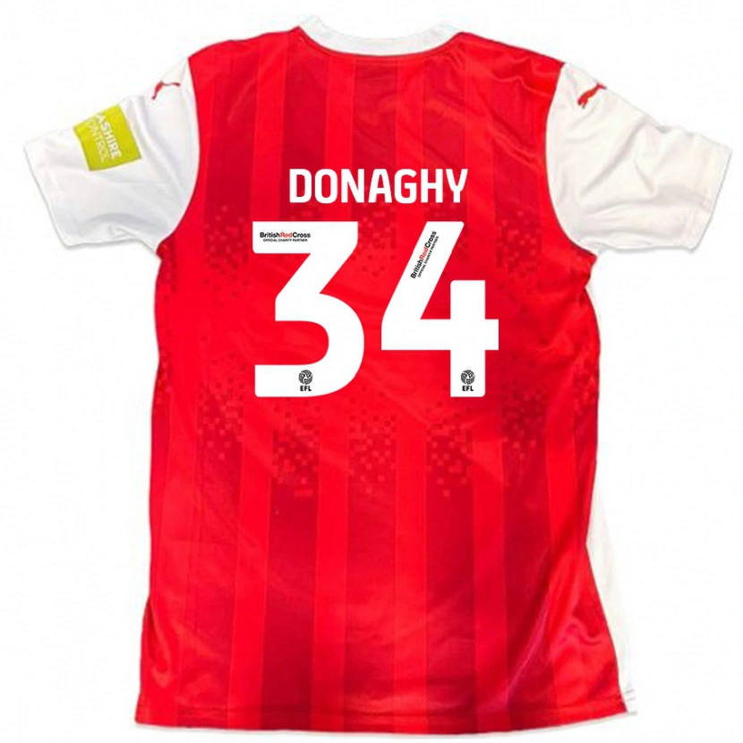 Danxen Kvinder Tom Donaghy #34 Rød Hvid Hjemmebane Spillertrøjer 2024/25 Trøje T-Shirt