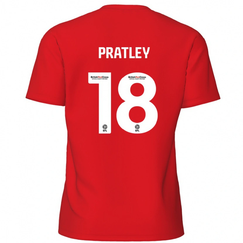 Danxen Kvinder Darren Pratley #18 Rød Hjemmebane Spillertrøjer 2024/25 Trøje T-Shirt