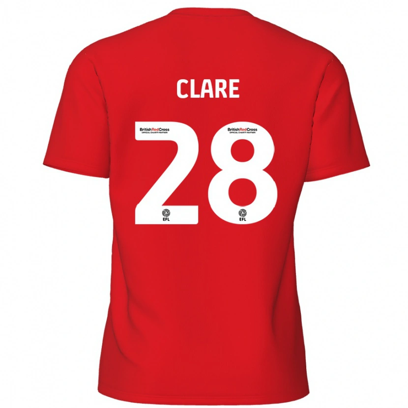 Danxen Kvinder Sean Clare #28 Rød Hjemmebane Spillertrøjer 2024/25 Trøje T-Shirt