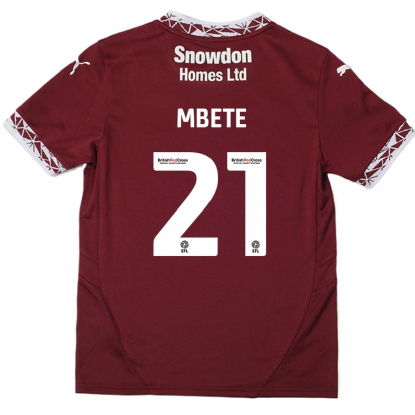 Danxen Kvinder Luke Mbete #21 Bourgogne Hjemmebane Spillertrøjer 2024/25 Trøje T-Shirt