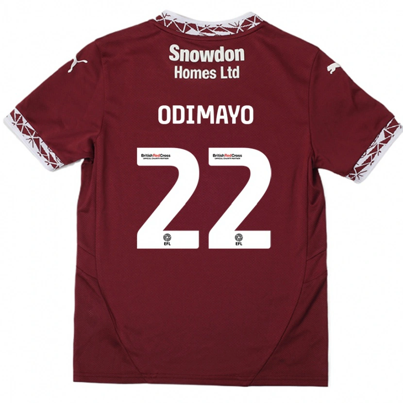Danxen Kvinder Akin Odimayo #22 Bourgogne Hjemmebane Spillertrøjer 2024/25 Trøje T-Shirt